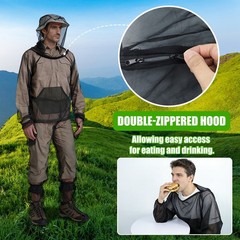 Anti-Mosquito Bug Suits Mesh Net Hooded Jacket Pant Gloves Socks for Men & Women