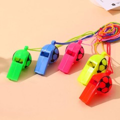 10Pcs/Set Mini Plastic Whistle With Rope Football Cheerleading Whistle Cute Gift