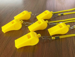 20 Pcs Plastic Loud Whistles with Lanyard for Referee Coaches Basketball Footbal