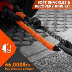 Large Synthetic Soft Shackle 1 Inch x 36 Inch Rope Shackle Recovery Kit (66000