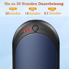 Handwärmer Elektrisch 2er Set 6000mAH Aufladbar USB 3 Heizmodi 20 Stunden C633