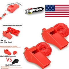 Red Emergency Whistles with Lanyard Loud Sound Ideal for Lifeguard Self Defense