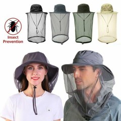 Outdoor Mosquito Head Face Net Hat Sun Bee Insect Bug Protection Hidden Mesh Cap