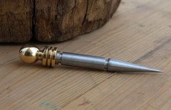 Vintage Spike Dagger Letter Opener Brass Handle Steel Blade Antique Finish Desk