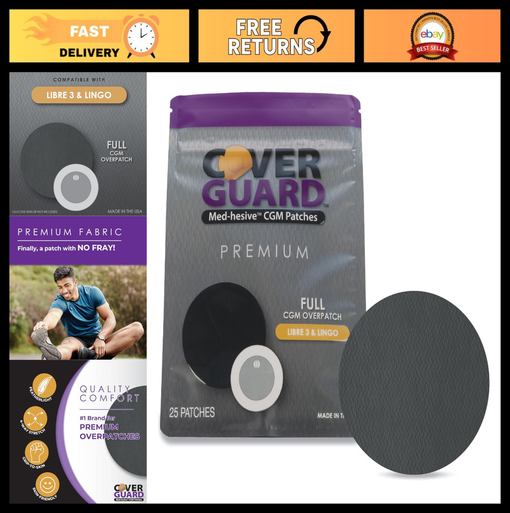 Waterproof CGM Overpatch for Freestyle Libre 3 | 25-Count | Full Coverage, Anti-