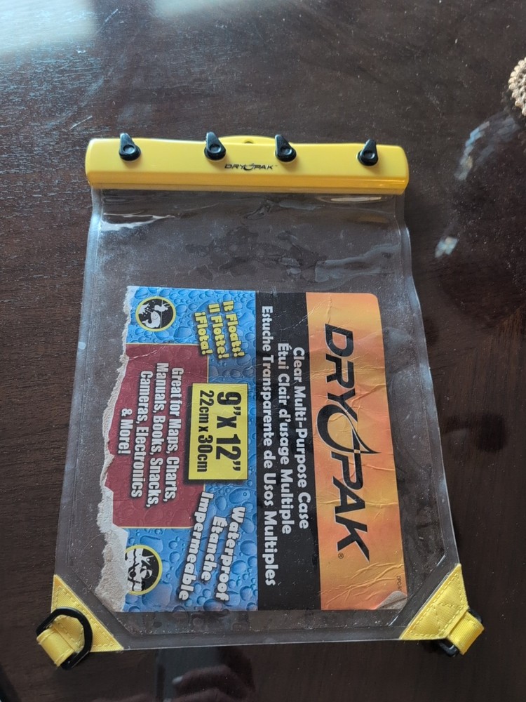 DRY Pak Brand New Multi-Purpose Waterproof Case, 9″W x 12″L, Clear/Yellow Vinyl
