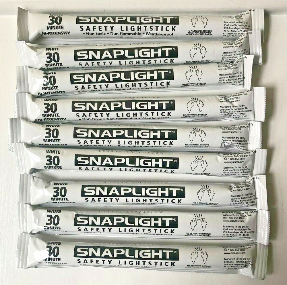 Lot of 9 White Cyalume USA 6″ Lightsticks Emergency Survival Prepper Doomsday