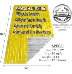 SWISS SAFE Emergency Mylar Thermal Blankets, Gold – Pack of 25