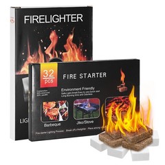 4 Pack Natural Fire Starter, 32 Mini Square Cubes Natural Charcoal Starter fo…