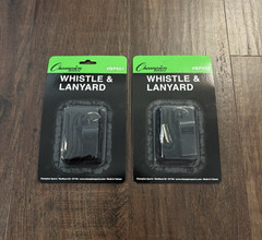 Lot of 2 Champion Sports BP601 Coach / Teacher All-Sport Whistle & Black Lanyard