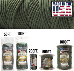 TOUGH-GRID 550 Paracord, Type III Mil-Spec Nylon Rope – 50 Ft Camo Green Tactica