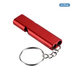 4Pcs Emergency Survival Whistle, Double Tubes Whistles Super Loud, Red