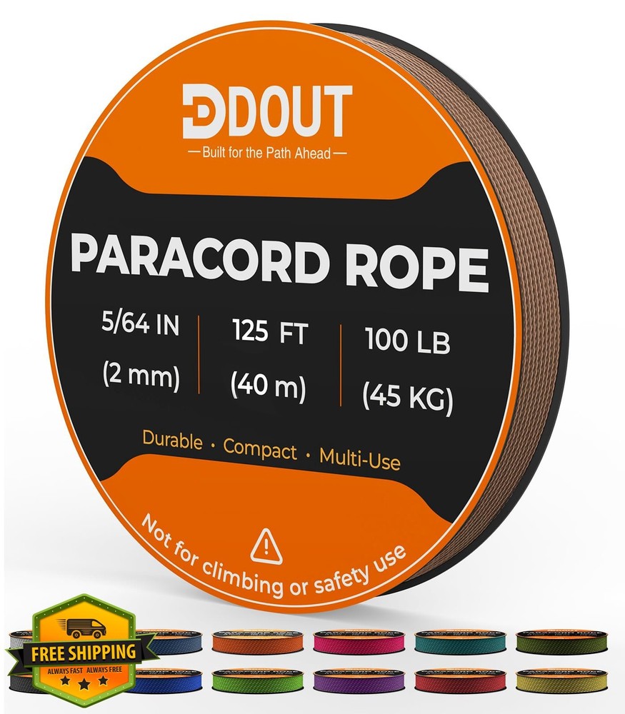 DDOUT 2mm Paracord 100lb Tan 125FT Nylon Crafting Fishing Camping