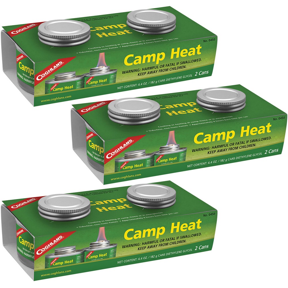 Coghlan’s Camp Heat Emergency Cooking Fuel Can (6 Pack), Recloseable 4-6 hr Burn