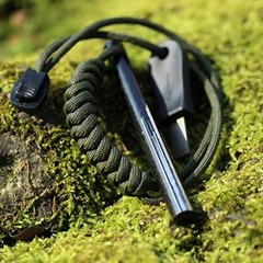 4″ Survival Ferrocerium Drilled Flint Fire Starter, Ferro Rod Kit with Striker
