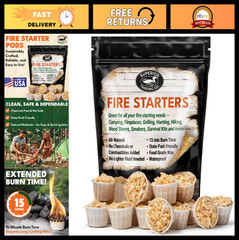 Fire Starter Pods – 30 Extra Large Resealable Packs for Campfires, BBQ, Grill &