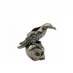 Raven Skull Brass Knife Bead Crow EDC DIY Paracord Woven Bracelet Lanyard Black