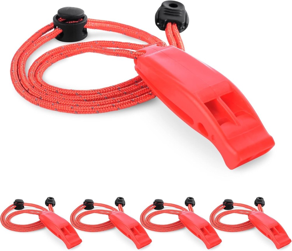 CooBigo 4Pcs Emergency Whistles, Loud Shrill Safety Whistle with Reflective
