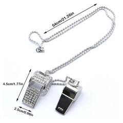 Whistle, Metal Crystal Rhinestone Whistle with Keychain, Bling Whistle, Loud …