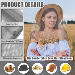 HESTYA 6 Pack Mosquito Head Net Mesh for Hiking & Outdoors Bug Face Netting O…