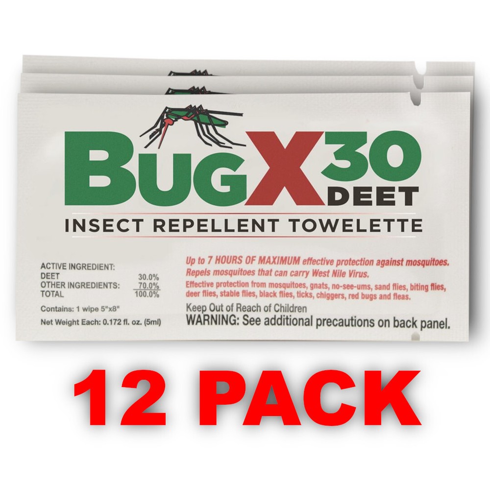 CoreTex 12640 BugX30 ‘30% DEET’ Insect Repellent Towelettes (Pick Total Packs)