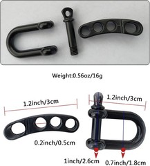 10 Pcs Paracord Bracelet Buckles Black Adjustable U Buckle Clip for Outdoor Surv