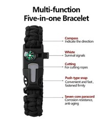 Compass Bracelet With Flint Seven Core Paracord Bracelet Inginiter Outdoor Tool