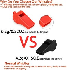 Red Emergency Whistles with Lanyard Loud Sound Ideal for Lifeguard Self Defense