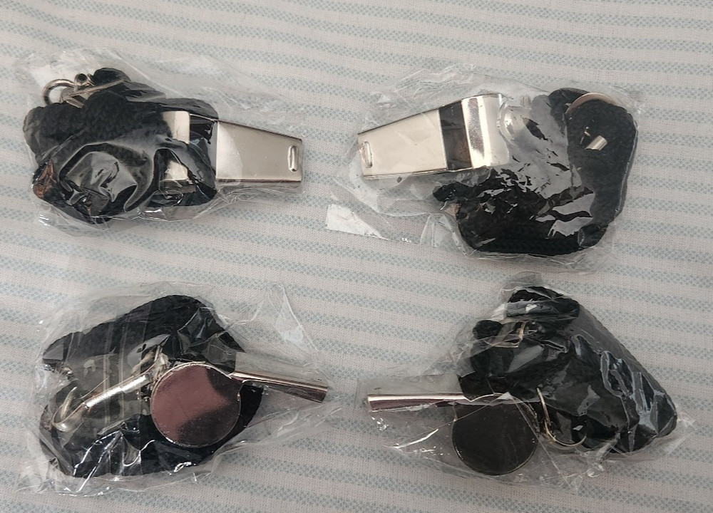 Whistles with Lanyard 4 Pack Sports for Coach Referee School Emergency Stainless
