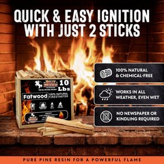 10lb Fatwood Fire Starter Sticks | 100% Natural Fire Starters For Campfires