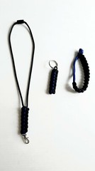 Paracord Thin Blue Line Bracelet/Keychain/Lanyard/MadMaxGift Set/Made in USA