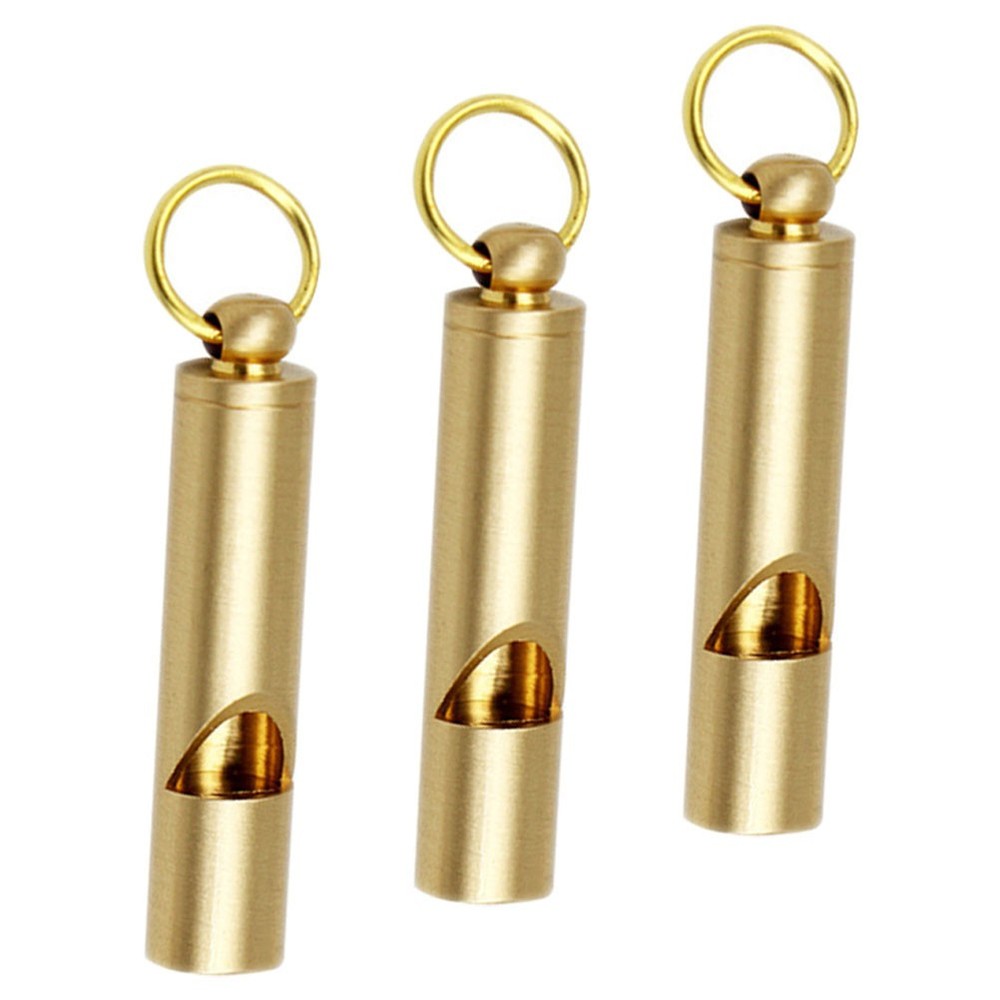 3Pcs Vintage Copper Whistles Referee Survival Keychain Pendant