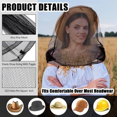 4 Pack Breathable Mosquito Net Face Mesh for Outdoor Adventure Protection