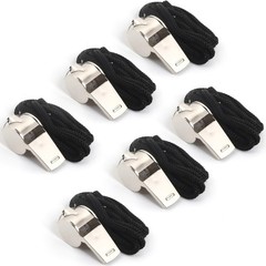 Loud Crisp Sound Whistle with Lanyard 6 Pack for Coaches Referees Officials