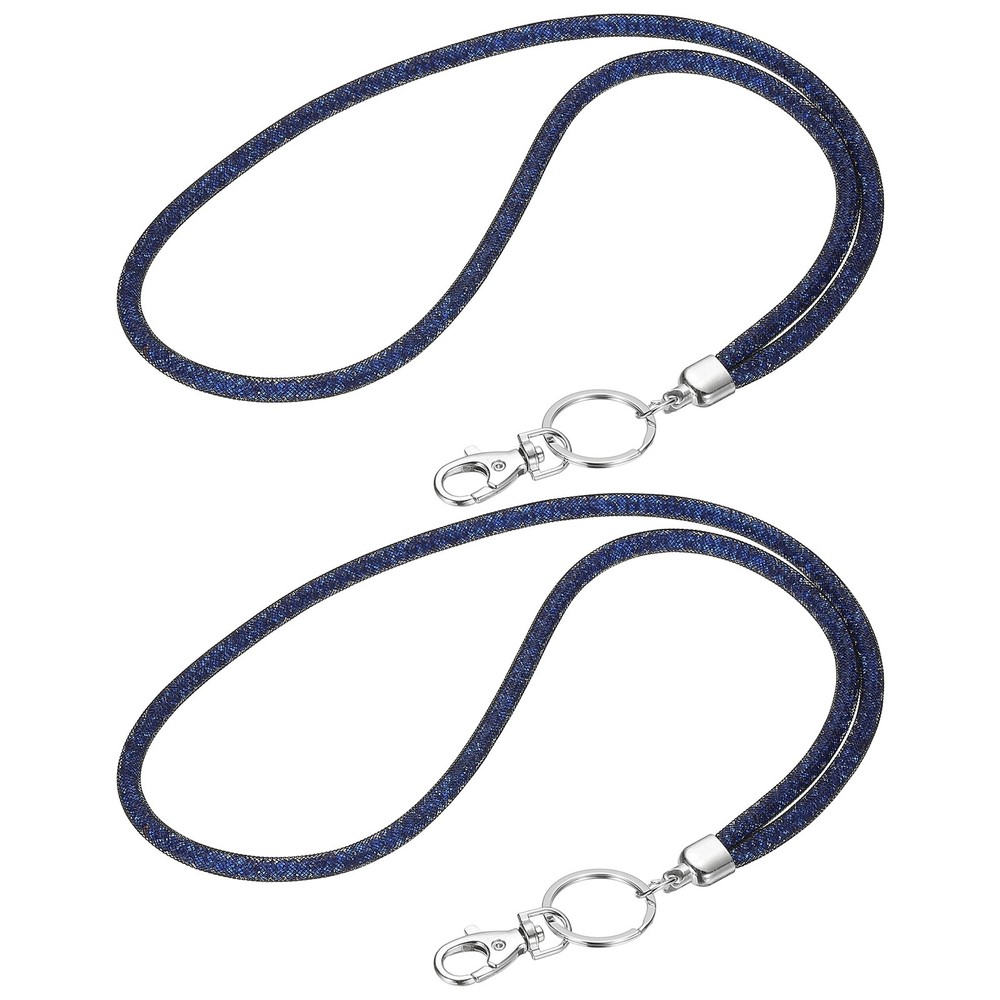 2 Pcs Dark Blue 15.7″ Rhinestone Lanyard with Metal Clasp for Keys