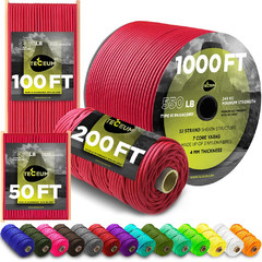 Teceum Paracord Type Iii 550 Crimson 100 Ft 4Mm Tactical Rope Mil-Spec Outdoor