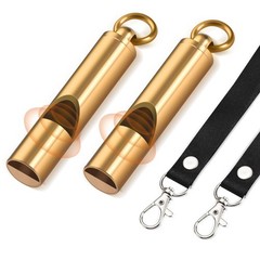 Upeckaroo Brass Emergency Whistles 2 Pack with 1.77 * 0.37 inch, ‎Brass Color