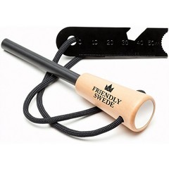 Ferro Rod Fire Starter with Wooden Handle — 15,000+ Strike Flint and Steel Fi…