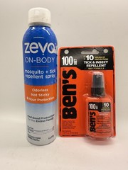 Zevo On-Body Mosquito Tick Spray 6oz + Ben’s 100 DEET Repellent Lot New Sealed