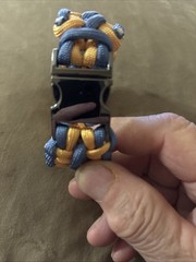 Paracord Survival Bracelet ( Medium Size ) Blue/Gold , 550 7 Strand Metal Buckle