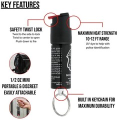 4 Police Magnum pepper spray .50oz keyring keychain defense security protection