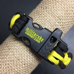 Survival Paracord Braided Bracelet Black Yellow Camping Hiking Military by Owner
