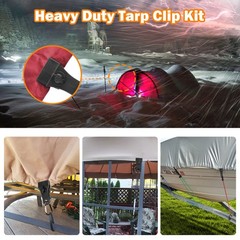 Upgrade 2.23 x 1.17 x 0.16 inches, Large 24 Tarp Clips With Carabiner-black