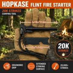 34PCS Fire Starter Survival Kit with 3 Ferro Rods & Striker Tinder 20 Waterproof
