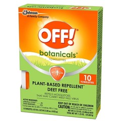 2 PACK OFF! Botanicals 10CT Plant Based Mosquito Repellent Towelettes Deet Free