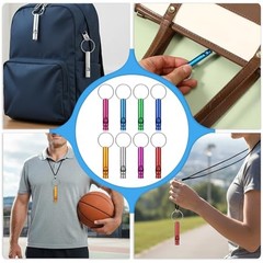 120 Pcs Emergency Whistle with Keychain, Multicolor Aluminum Survival Whistle