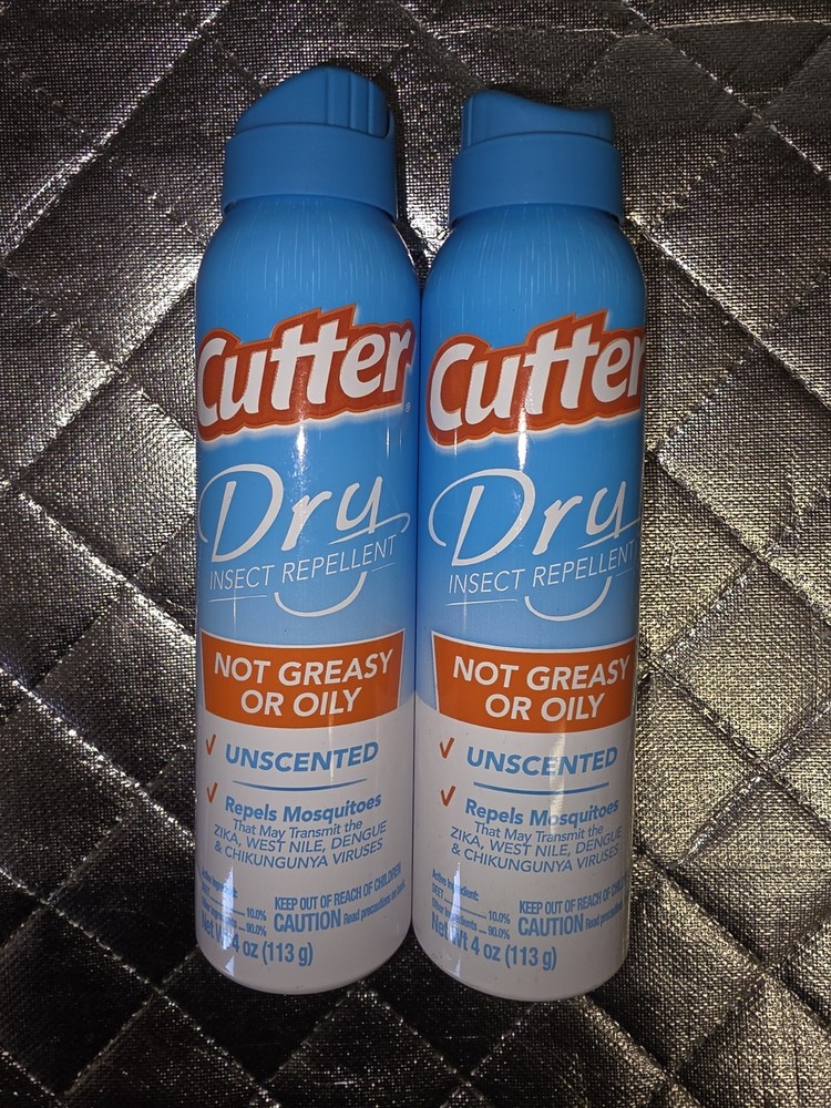 Cutter Dry Insect Repellent Aerosol Spray 4oz No Greasy Oily Unscented Lot Of 2