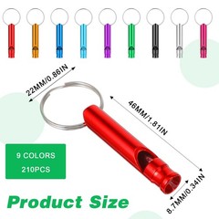 210 Pcs Emergency Whistle, Aluminum Survival Whistles Extra Loud Metal Whistl…