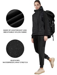 Buauty Womens Hiking Pants Pocketed Cargo Joggers Lightweight XX-Large, Black
