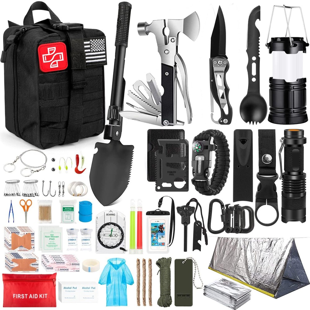 254 in 1 Survival Kit, First Aid Kit for Outdoor Emergencies Black